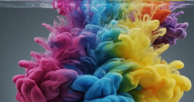 Colorful Ink Clouds in Water.