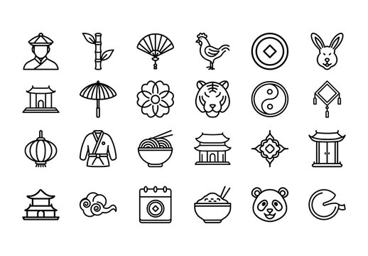 Chinese Culture Icons Set