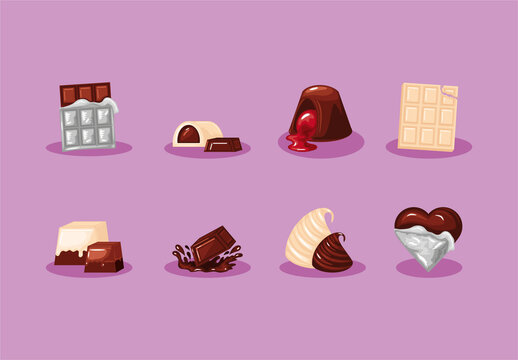 Chocolate Dessert Illustration Design Set