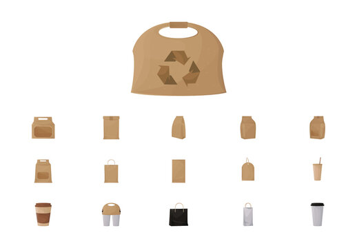 Take Away Mockup Illustration Design Set