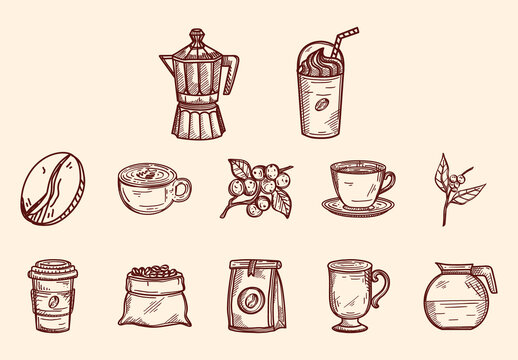 Hand Drawn Coffee Illustration Set