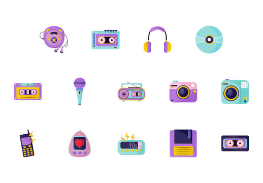 90s Modern Style Illustration Design Set