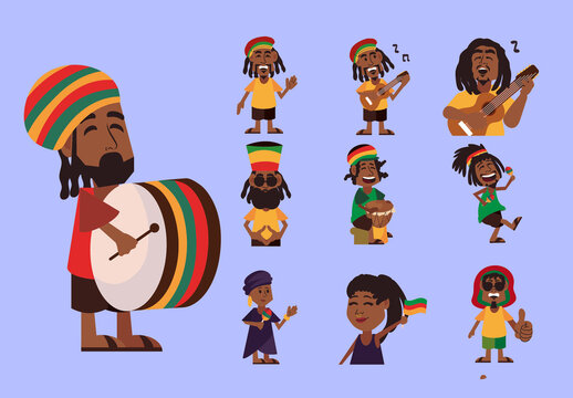 Bob Marley Illustration Desing Set