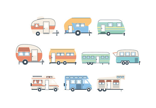 Camper Trailer Illustration Design Set