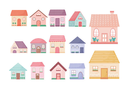 Cute Houses Illustration Set