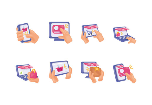 Commerce Online Elements Illustration Design Set