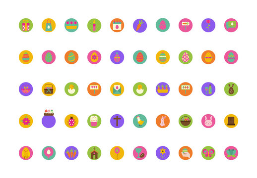Easter Spring Flat Icon Set