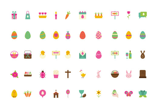 Easter Spring Flat Design Set