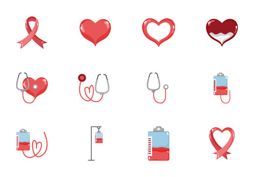 Flat Blood Donation Vector Set