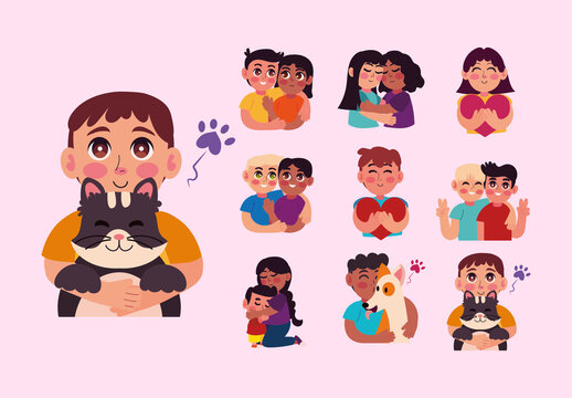 Hugging Day Illustration Desing Set