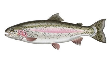 Obraz premium A vibrant rainbow trout swimming in a serene aquatic environment with a natural light shining down.
