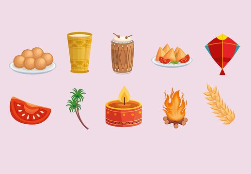 Kawaii Food Illustration Design Set
