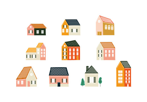 Small Tiny Houses Illustration Design Set