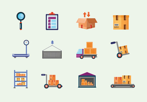 Warehouse Illustration Design Set