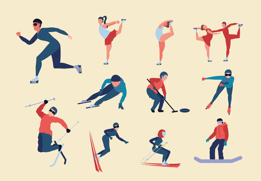 Winter Games Illustration Desing Set