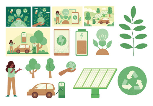 Eco Friendly Illustration Design Set