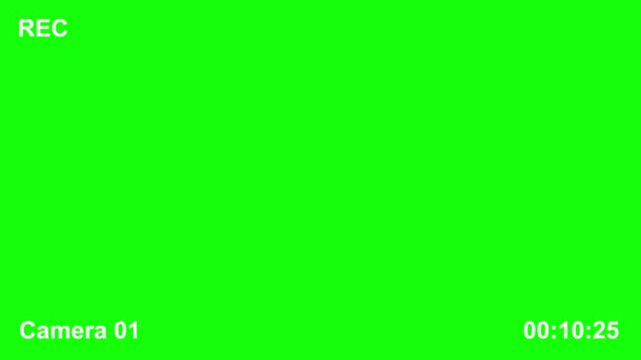 Security camera recording overlay with green screen background and timer display