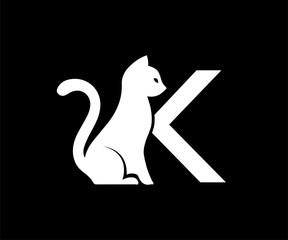 Initial letters K black cat logo designs Vector Image