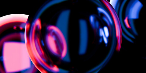 Cyber elements made of transparent glass and liquid acrylic green violet blue glow on black backdrop cinematic tech background design cover art music visuals 3d rendering © IM_VISUALS