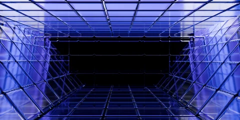 Cyber Laser Glass super computer Room in glass and liquid acrylic purple blue glow on black backdrop cinematic tech background design cover art visuals 3d rendering © IM_VISUALS