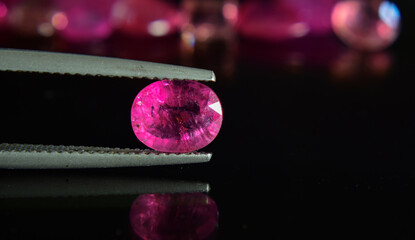Expensive gemstones, carefully selected for jewelry making.