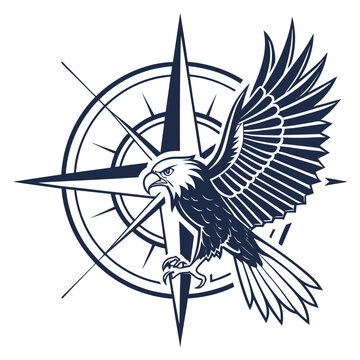 Abstract Eagle Compass Logo for Direction and Vision