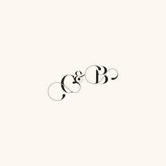 Obraz premium with monogram concept elegancy and beauty in one look BC wedding caligraphic logo letter