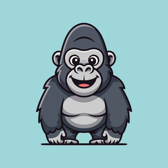 Naklejka premium Smiling Gorilla Cartoon Character