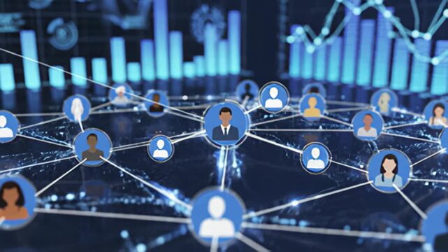 People network connection abstract data visualization charts concept