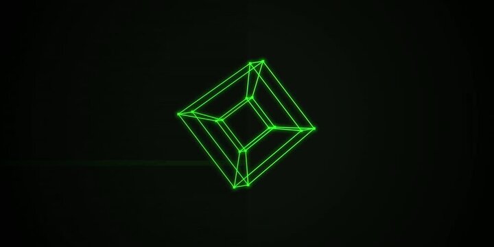 Retro 4D Tesseract: CRT Monitor Hypercube Visualization