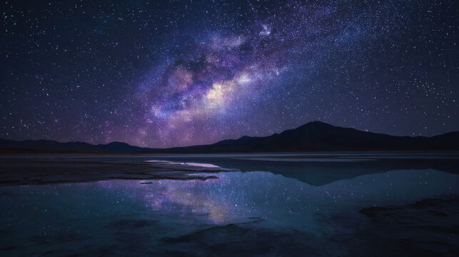 atacama salt flat reflecting starry sky