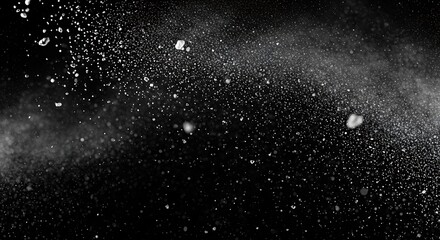 Obraz premium Abstract black and white background with dust particles and light.