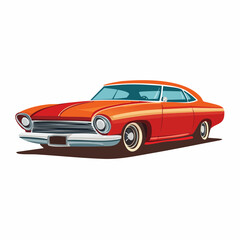 Obraz premium Vibrant Orange Classic Car Illustration from a Slightly Elevated Front Viewpoint