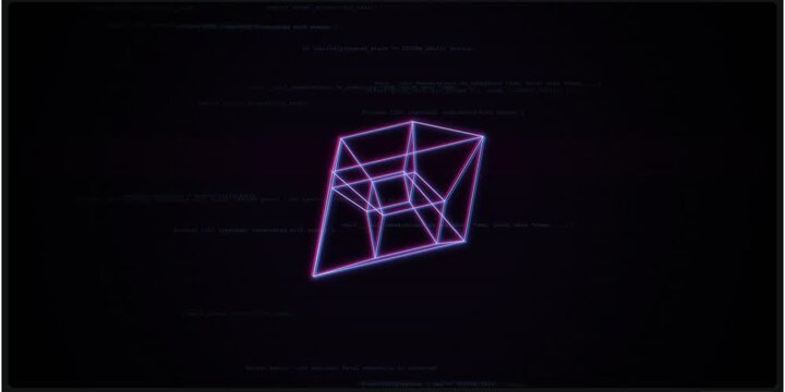 Cyberpunk 4D Tesseract: Glitchy Hypercube & Chromatic Aberration