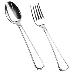 silver spoons and forks on isolated background.