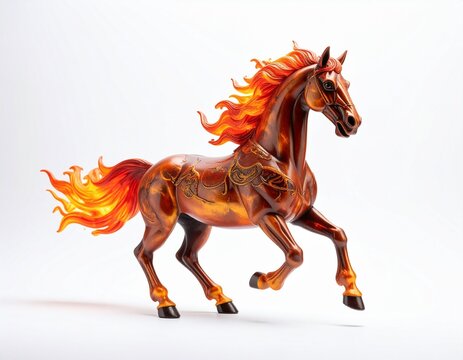 chinese traditional zodiak fire horse in white background