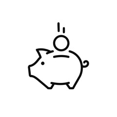 Obraz premium Piggy bank icon with coin dropping in symbolizing saving money investment and financial planning a concept for wealth accumulation.