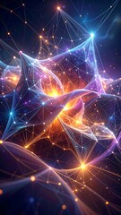 Obraz premium Abstract, vibrant network of light and connections against dark backdrop