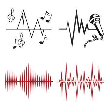 Illustration of sound waves transitioning from analog to digital and back to analog Vector