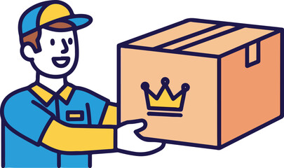 Delivery Box Crown Winner Illustration isolated on transparent background