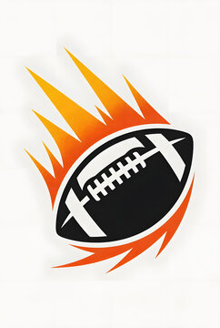Flaming American Football Vector Logo &ndash; Dynamic Fire Sports Ball Silhouette Design
