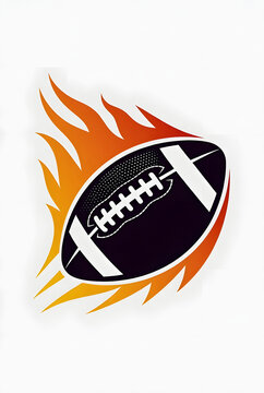 Flaming American Football Vector Logo &ndash; Dynamic Fire Sports Ball Silhouette Design