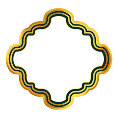 Fototapeta premium Luxury golden arabic islamic text box title frame border set with ornamental illustration