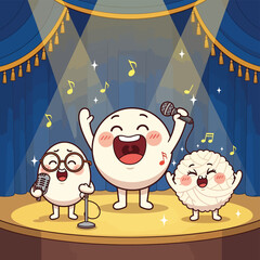 Cute Cartoon Characters Singing on Stage