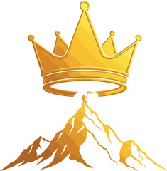 Floating Crown Mountain Victory Illustration isolated on transparent background