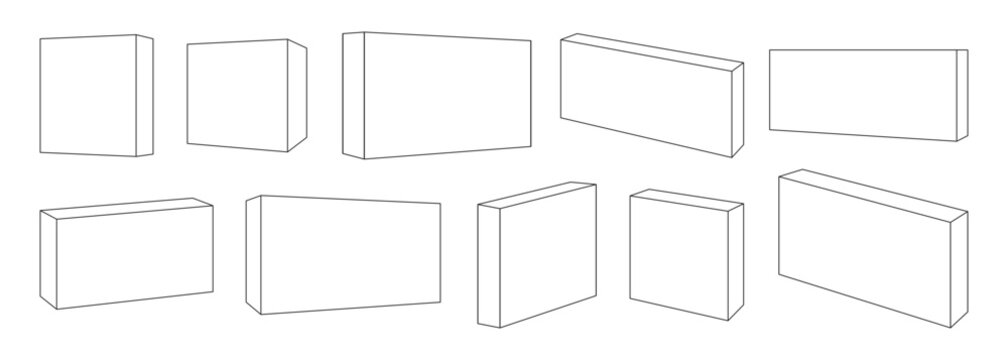 3D Rectangular Box shape in Various Perspectives