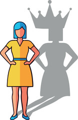 Confident Woman Leadership Crown Illustration isolated on transparent background