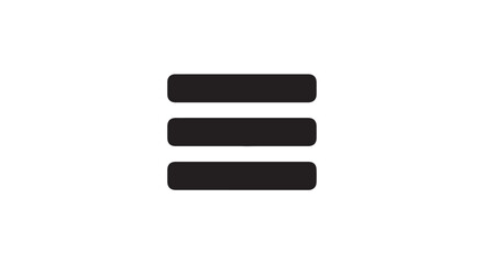 Three Horizontal Black Bars in Minimalist Design with Simple Lighting on White Background for Graphic Design