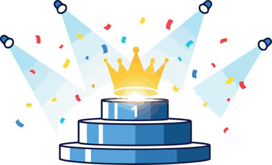 Crown Award Pedestal Illustration isolated on transparent background
