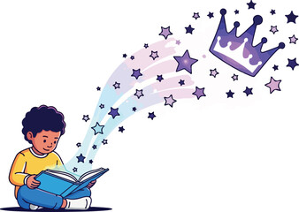 Star Crown Achievement Illustration isolated on transparent background